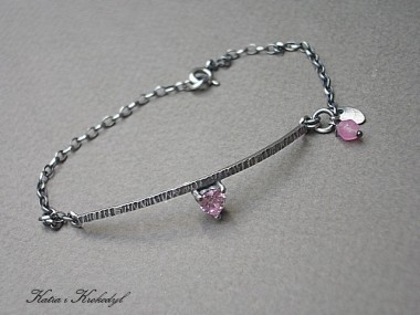 Pink heart  - bransoletka