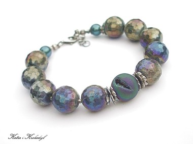 Labradoryty mystic and titanium - bransoletka
