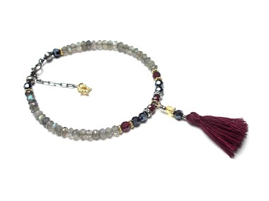 Boho /grey - burgund/ - bransoletka