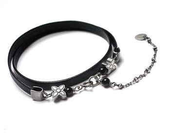 Choker 2 w 1 /black flower/  naszyjnik