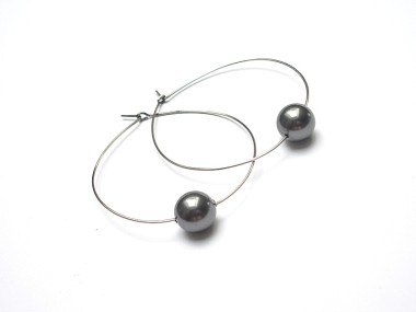 One Pearl /graphite/ - kolczyki