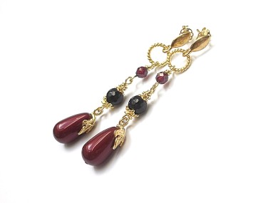 Burgund and gold - kolczyki