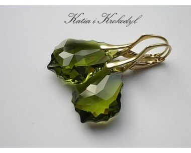 SPRZEDANE. SWAROVSKI BAROQUE OLIVINE W ZŁOCIE