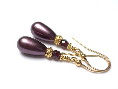 Burgund pearl - kolczyki