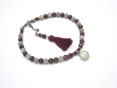 Boho /garnet - moonstone/ - bransoletka