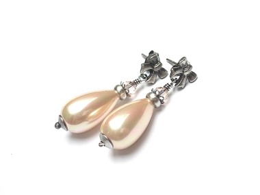 Perle peach /bow/ - kolczyki