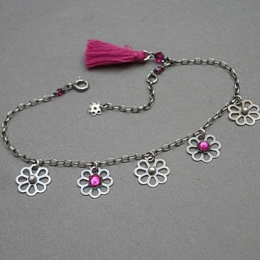 Flower - fuksja - bransoletka