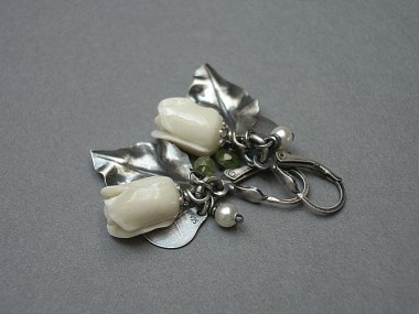 Róże - cream rose - kolczyki