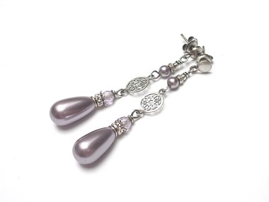 Powder violet pearl - kolczyki