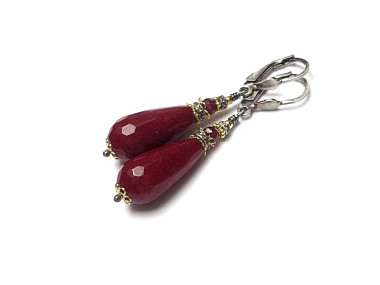 Krople burgund - kolczyki