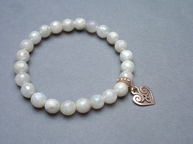 Moonstone heart /rose gold/ - bransoletka
