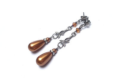 Copper  pearls - kolczyki