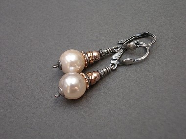 Nude pearls /rose gold/ - kolczyki
