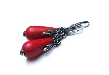 Różane krople /red/ - kolczyki
