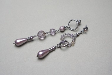 Wianki ametrine - mauve  /asymmetric/ - kolczyki