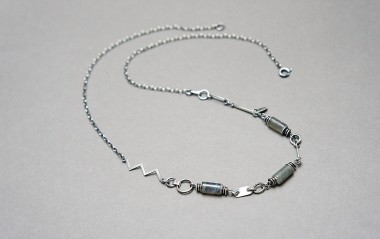 Z labradorytową batutką - naszyjnik